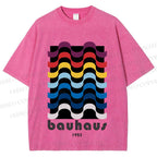 Unisex Bauhaus Color Geometry Printed Washed Tee