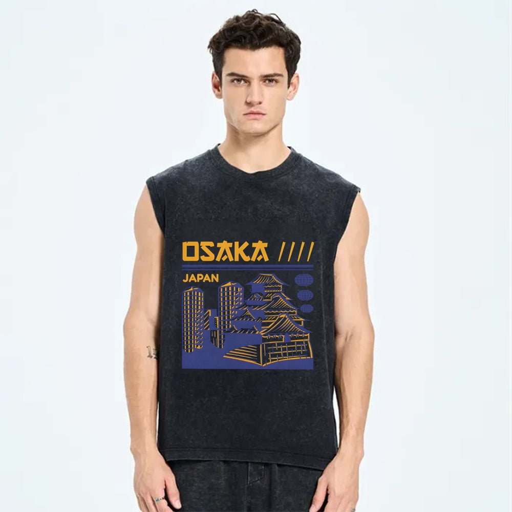 Osaka Japan Vintage Distressed Washed Tank Top