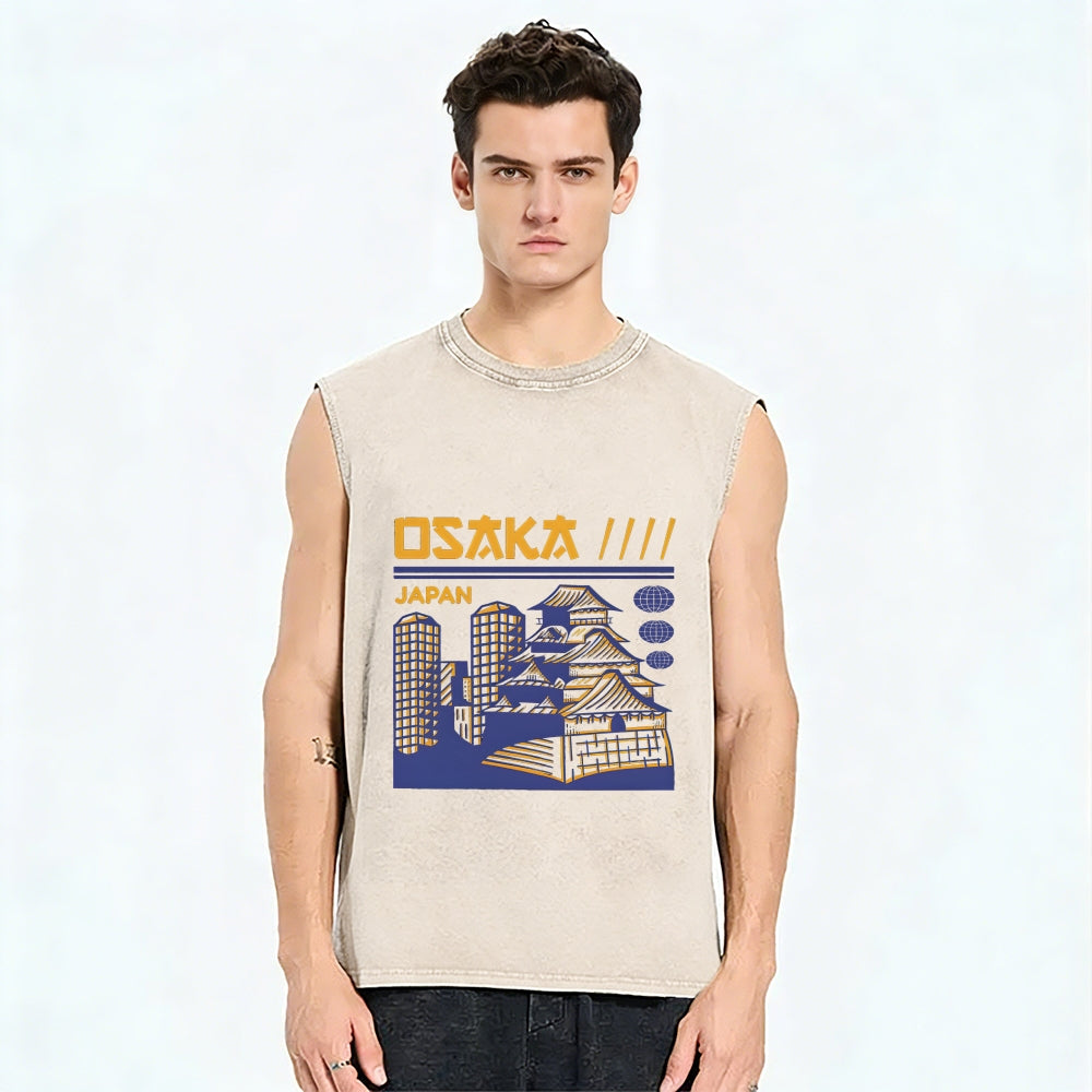 Osaka Japan Vintage Distressed Washed Tank Top
