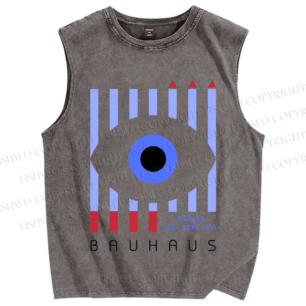 Unisex Bauhaus Eye Printed Washed Tank Top