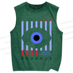 Unisex Bauhaus Eye Printed Washed Tank Top