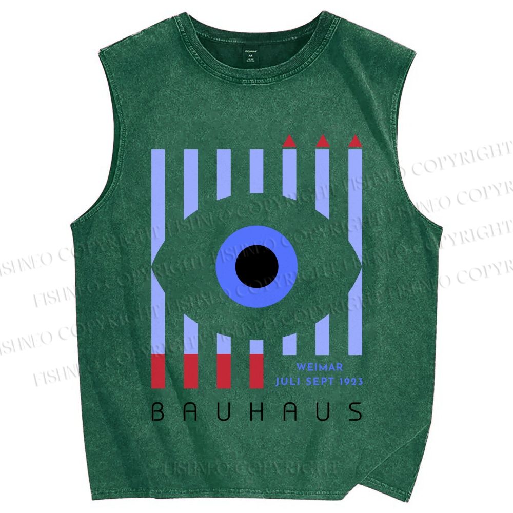 Unisex Bauhaus Eye Printed Washed Tank Top