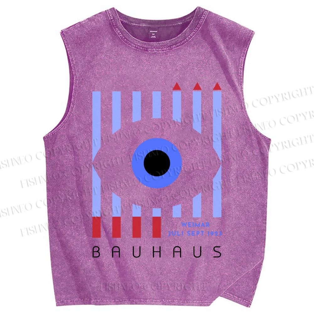 Unisex Bauhaus Eye Printed Washed Tank Top