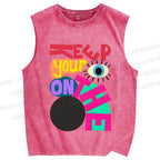 Unisex Bauhaus Keep Your Eyes on Printed Washed Tank Top
