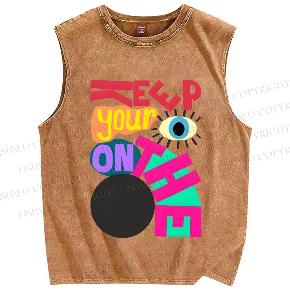 Unisex Bauhaus Keep Your Eyes on Printed Washed Tank Top