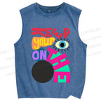 Unisex Bauhaus Keep Your Eyes on Printed Washed Tank Top