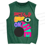 Unisex Bauhaus Keep Your Eyes on Printed Washed Tank Top
