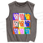 Unisex Pride Love Printed Washed Tank Top