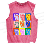 Unisex Pride Love Printed Washed Tank Top