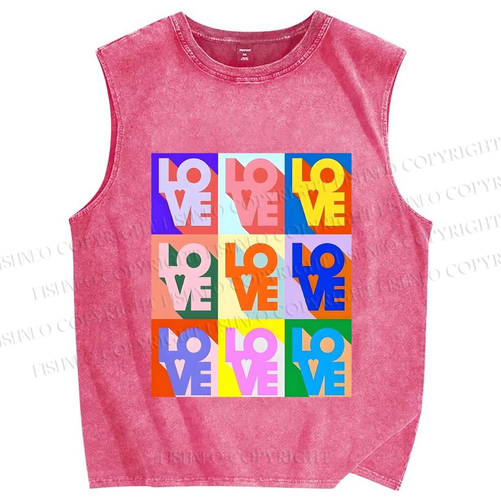 Unisex Pride Love Printed Washed Tank Top