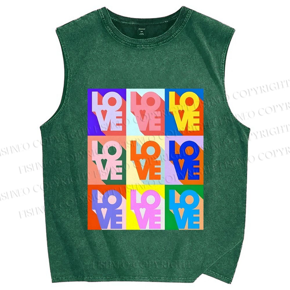 Unisex Pride Love Printed Washed Tank Top