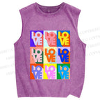 Unisex Pride Love Printed Washed Tank Top