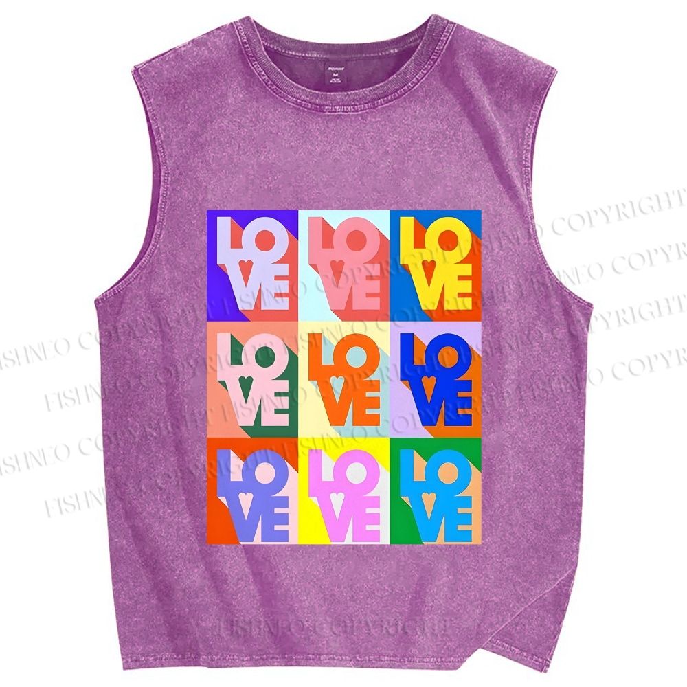 Unisex Pride Love Printed Washed Tank Top