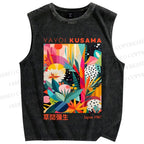Unisex Yayoi Kusama Forest Printed Washed Tank Top
