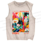 Unisex Yayoi Kusama Forest Printed Washed Tank Top