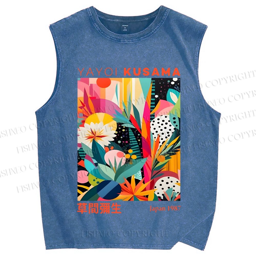 Unisex Yayoi Kusama Forest Printed Washed Tank Top