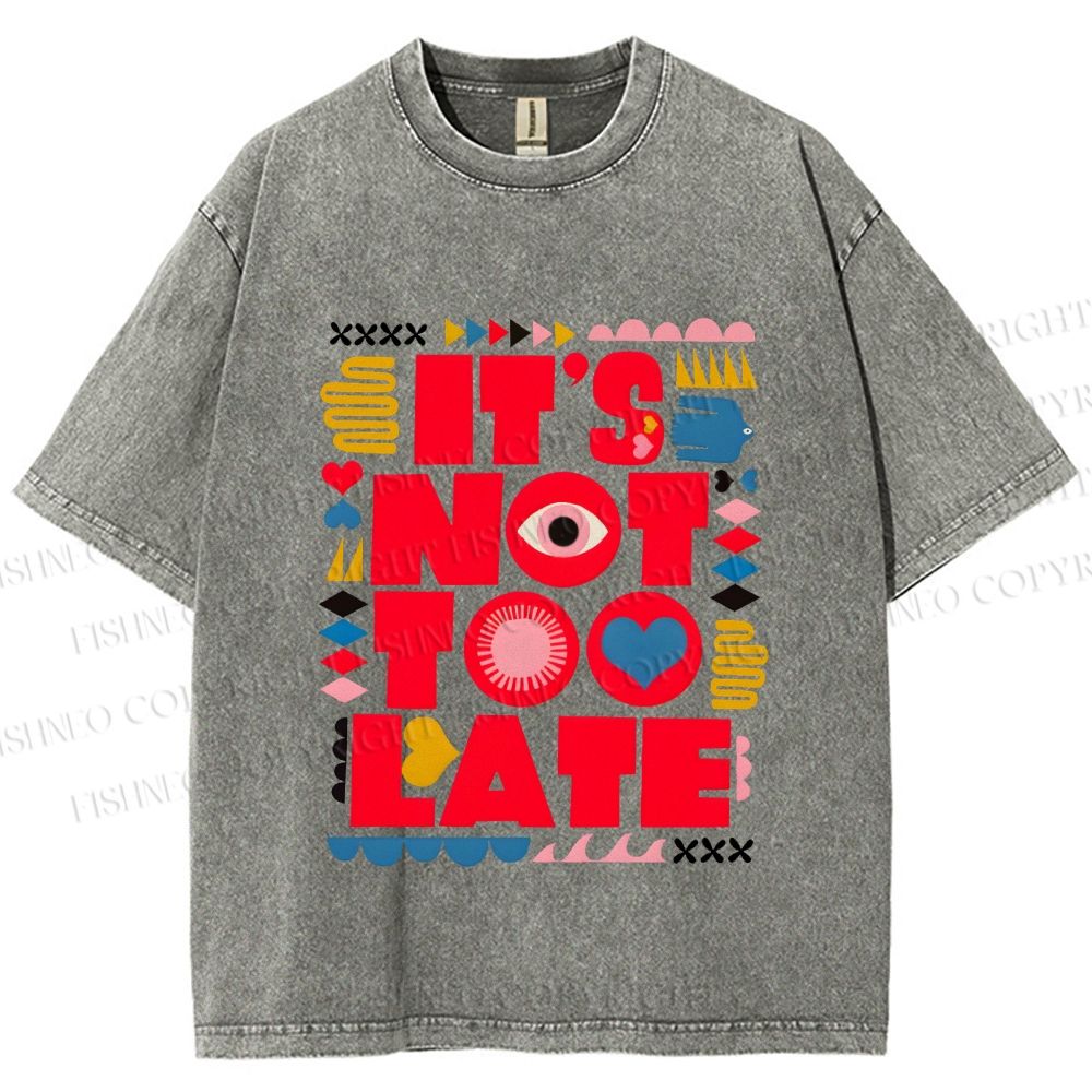 Unisex Bauhaus Eye Its Not Too Late Printed Washed Tee