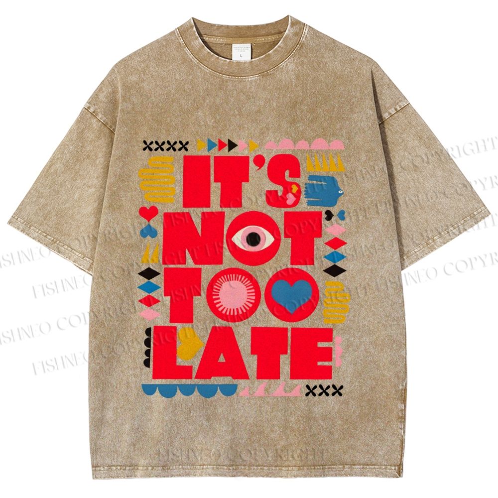 Unisex Bauhaus Eye Its Not Too Late Printed Washed Tee