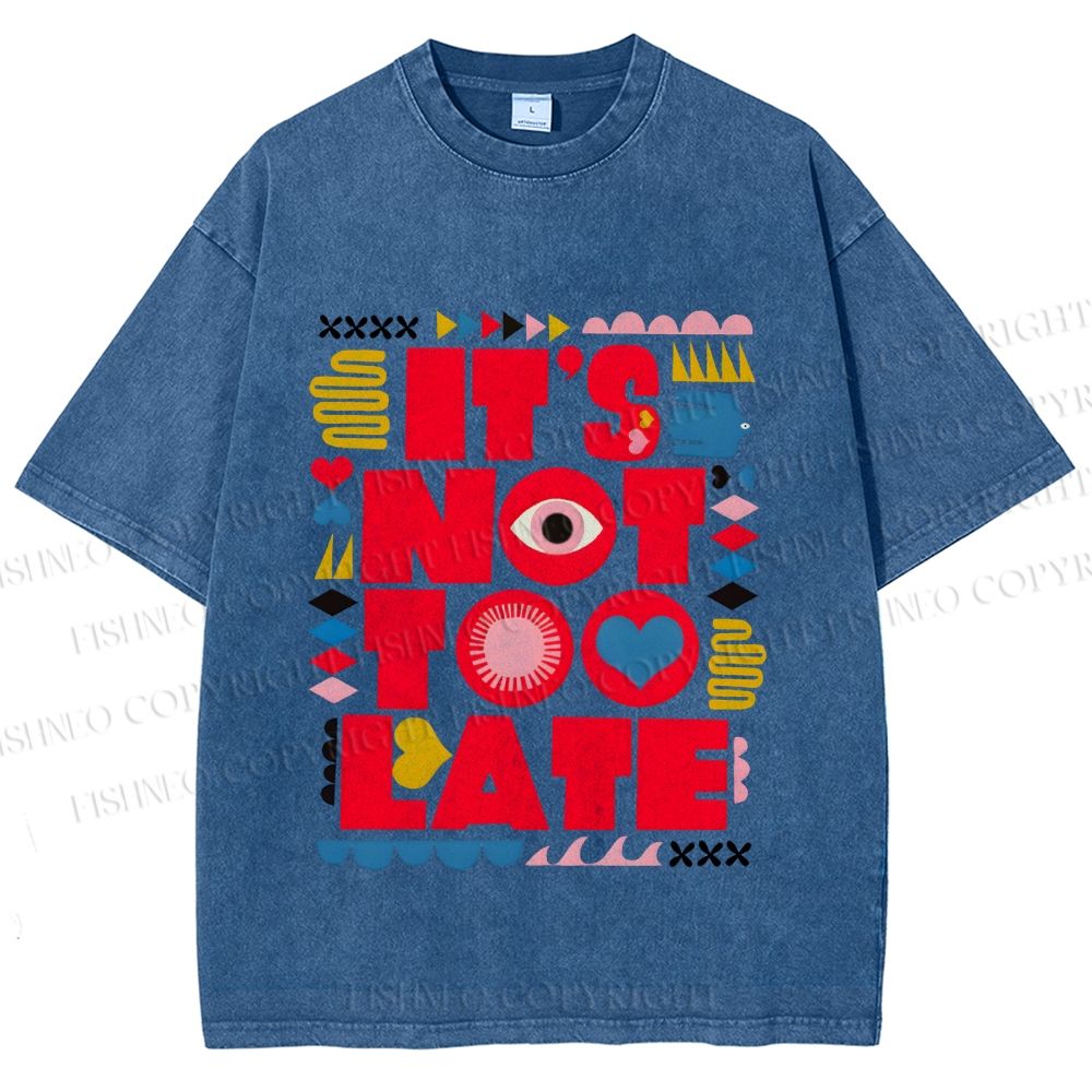 Unisex Bauhaus Eye Its Not Too Late Printed Washed Tee