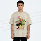 Unisex Bloom&Persevere Black Cat Printed Washed Tee