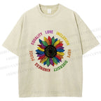 Unisex Pride Sunflower Love And Hope Printed Washed Tee