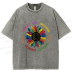 Unisex Pride Sunflower Love And Hope Printed Washed Tee