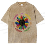 Unisex Pride Sunflower Love And Hope Printed Washed Tee