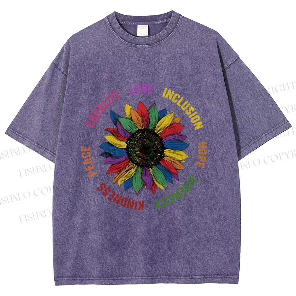 Unisex Pride Sunflower Love And Hope Printed Washed Tee