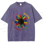 Unisex Pride Sunflower Love And Hope Printed Washed Tee