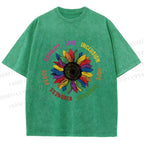 Unisex Pride Sunflower Love And Hope Printed Washed Tee