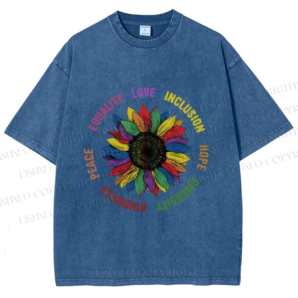 Unisex Pride Sunflower Love And Hope Printed Washed Tee