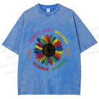 Unisex Pride Sunflower Love And Hope Printed Washed Tee