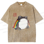 Unisex Pride Frog Cheerful Vibe Printed Washed Tee