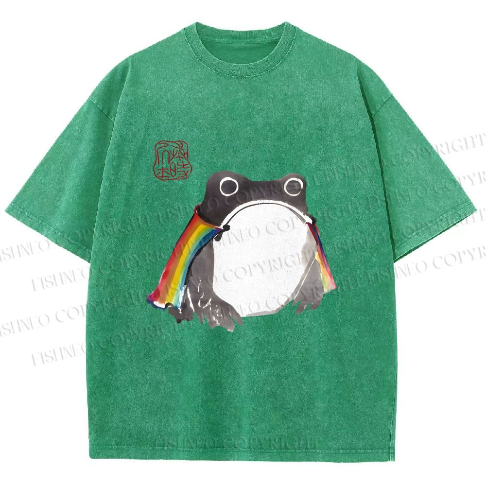 Unisex Pride Frog Cheerful Vibe Printed Washed Tee