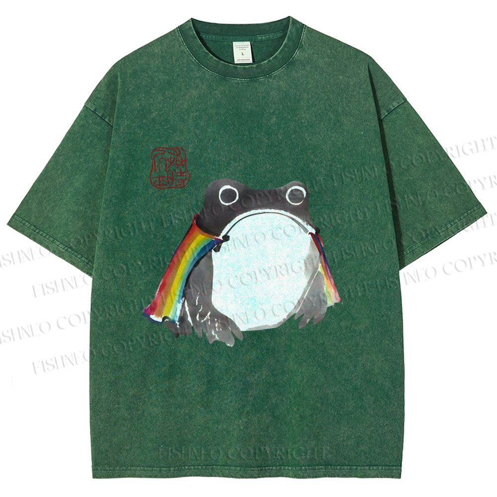 Unisex Pride Frog Cheerful Vibe Printed Washed Tee