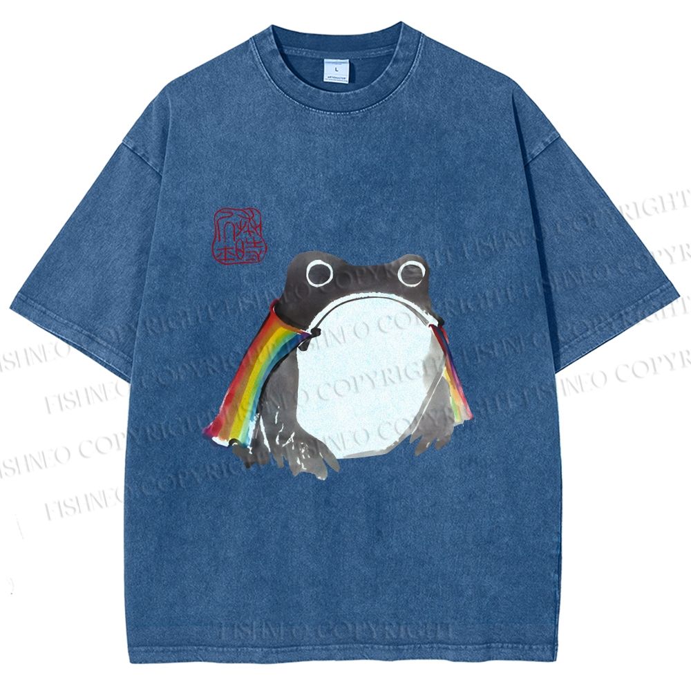 Unisex Pride Frog Cheerful Vibe Printed Washed Tee