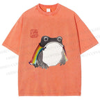 Unisex Pride Frog Cheerful Vibe Printed Washed Tee