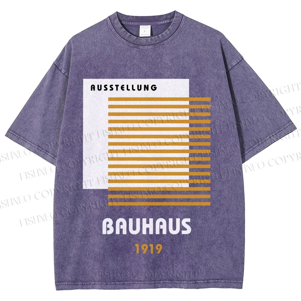 Unisex Bauhaus Geometric Art Printed Washed Tee
