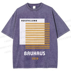 Unisex Bauhaus Geometric Art Printed Washed Tee