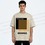 Unisex Bauhaus Geometric Art Printed Washed Tee
