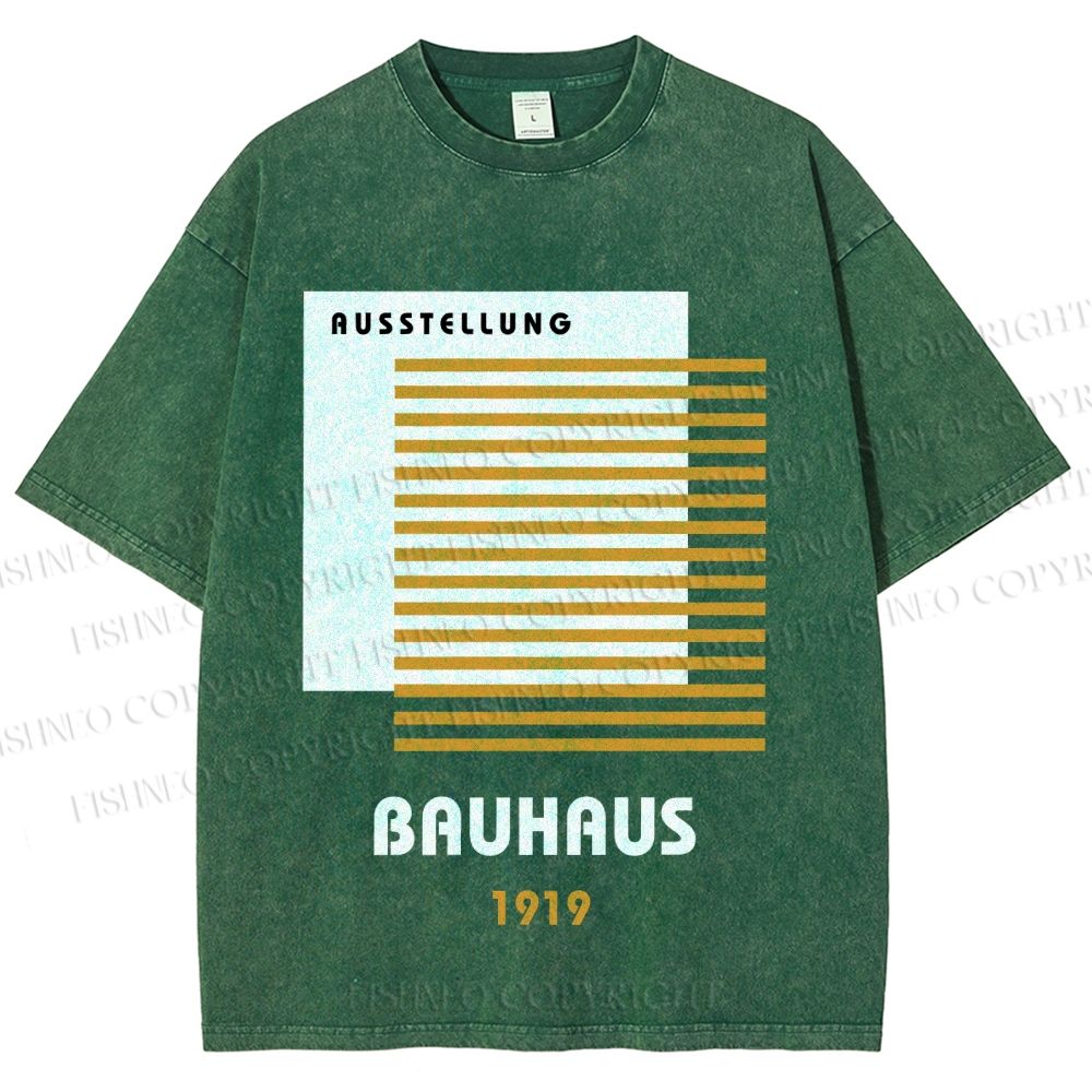 Unisex Bauhaus Geometric Art Printed Washed Tee