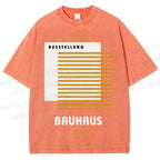 Unisex Bauhaus Geometric Art Printed Washed Tee