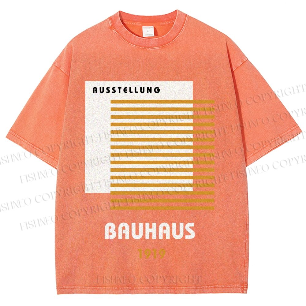 Unisex Bauhaus Geometric Art Printed Washed Tee