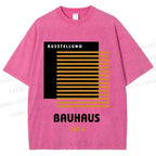 Unisex Bauhaus Geometric Art Printed Washed Tee