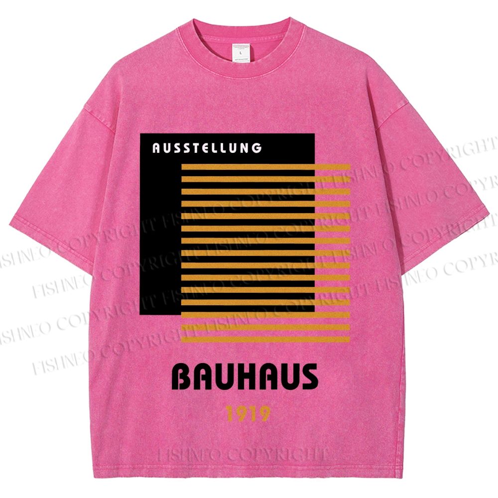 Unisex Bauhaus Geometric Art Printed Washed Tee