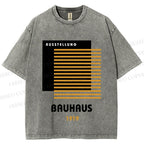 Unisex Bauhaus Geometric Art Printed Washed Tee