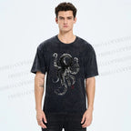 Unisex Ink Octopus Printed Washed Tee