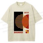 Unisex Bauhaus Geometric Art Printed Washed Tee