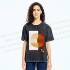 Unisex Bauhaus Geometric Art Printed Washed Tee