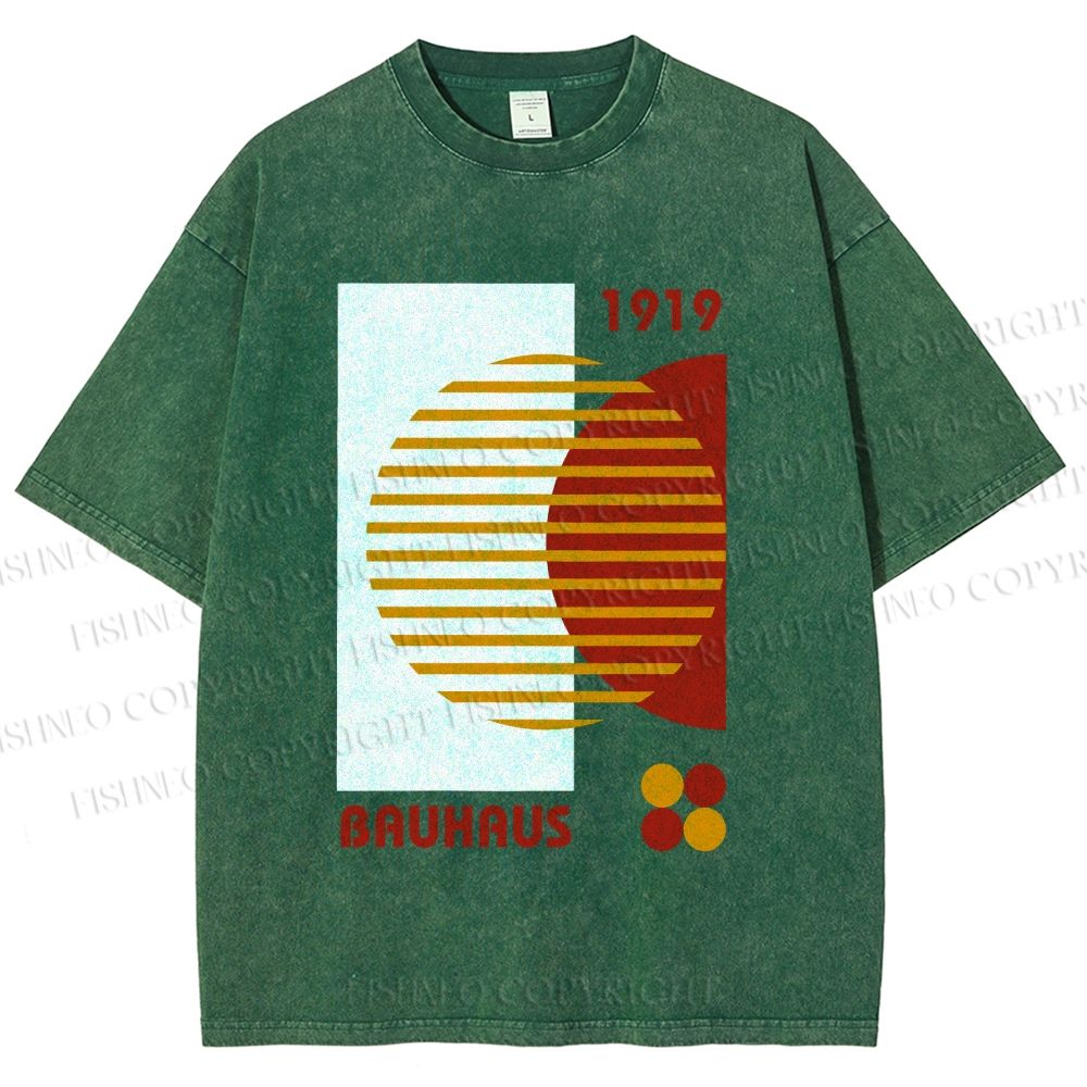 Unisex Bauhaus Geometric Art Printed Washed Tee